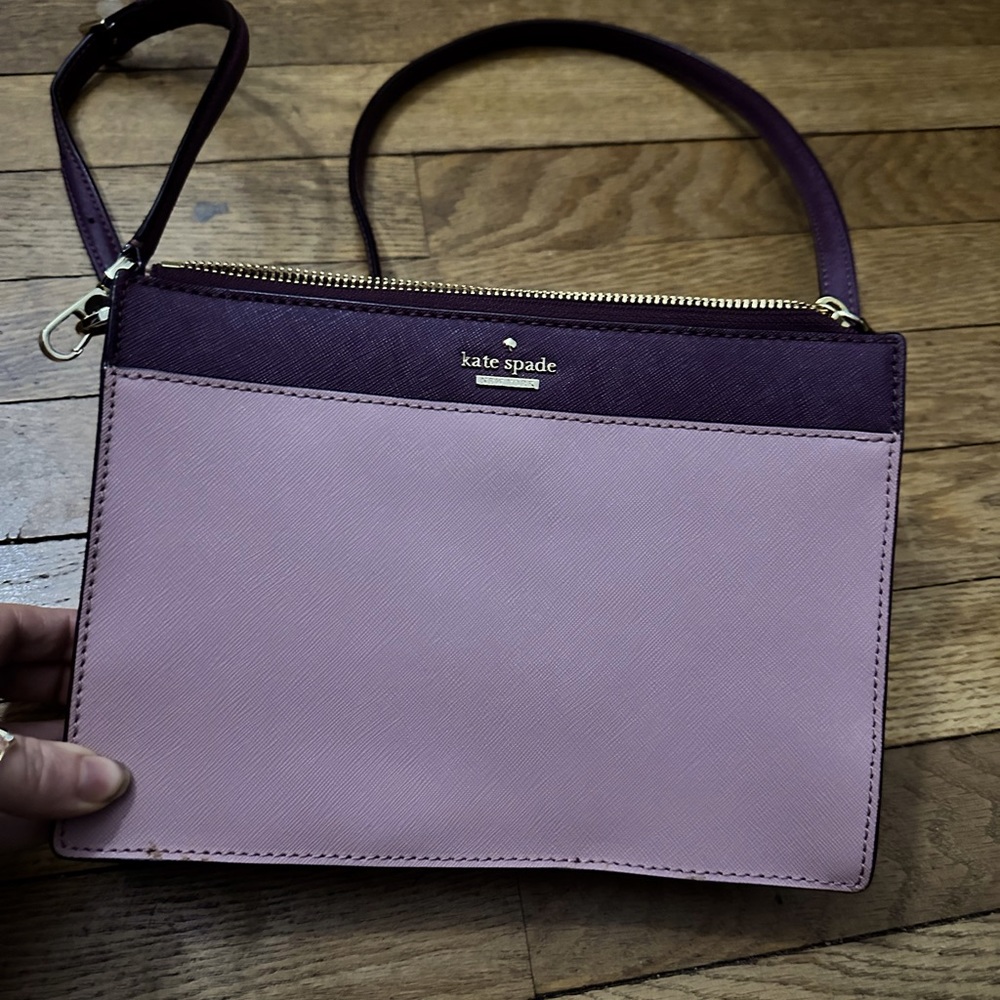 Like New Leather Kate Spade Cross Body Bag - Maroon and Mauve